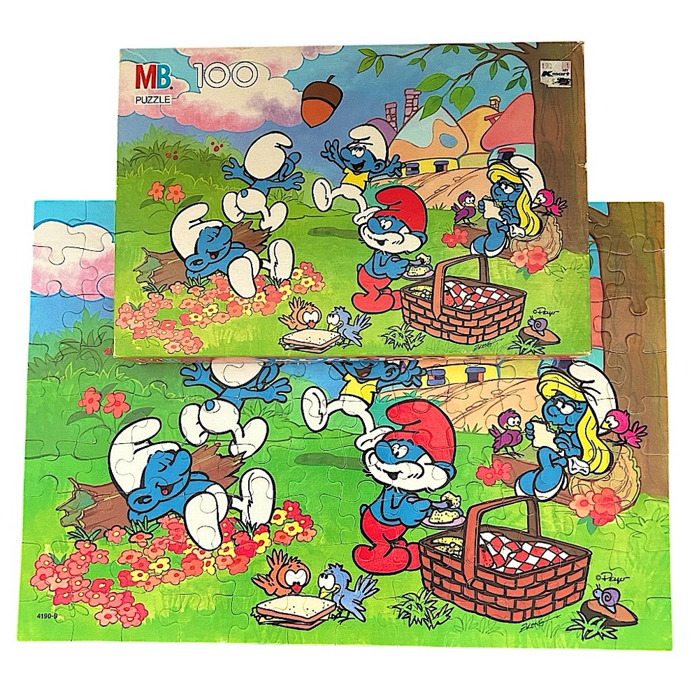 Puzzle 100 Piece Smurf Picnic Collectable  Papa Smurf Vintage in original box